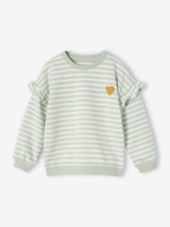 Maedchenkleidung-Mädchen Ringel-Sweatshirt, Volantärmel Oeko-Tex