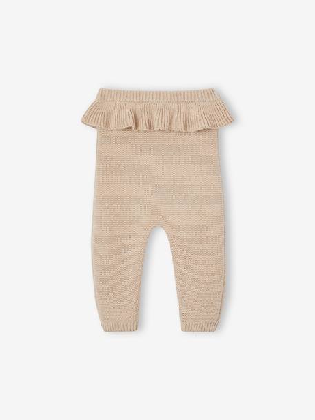 Baby Strickhose mit Volant Oeko-Tex beige meliert 2