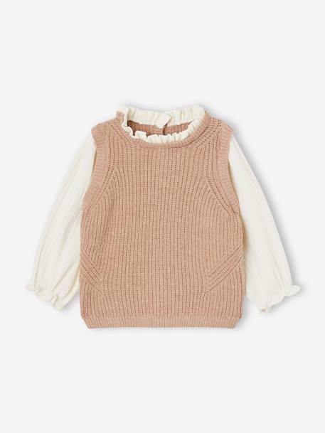 Baby Pullover mit 2-in-1-Effekt braun meliert 1