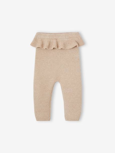 Baby Strickhose mit Volant Oeko-Tex beige meliert 1