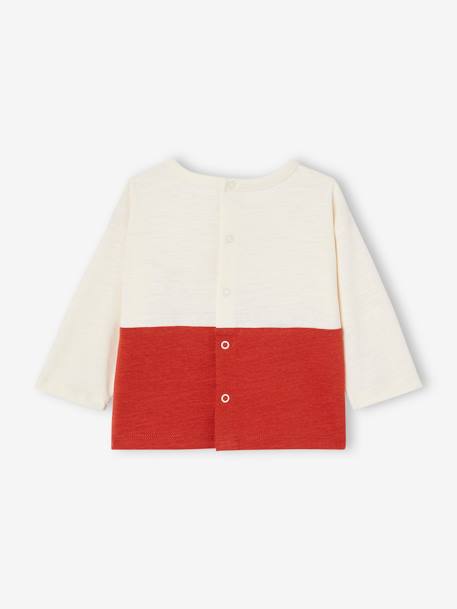 Baby Shirt Colorblock mit Message, Bio-Baumwolle - rot/wollweiß - 4
