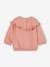 Mädchen Baby Sweatshirt mit besticktem Volant altrosa+ocker 2