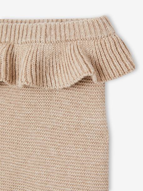 Baby Strickhose mit Volant Oeko-Tex beige meliert 3