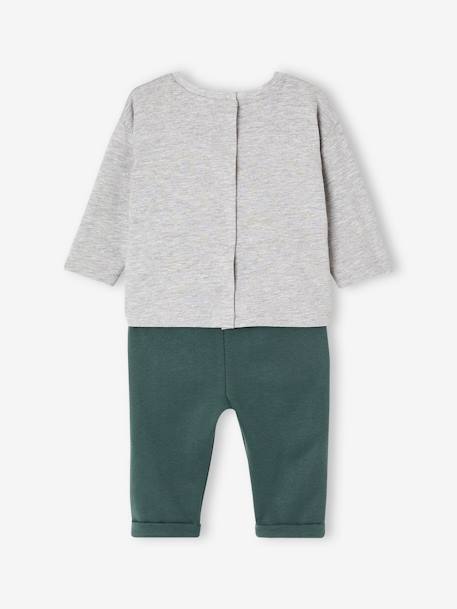 Baby-Set: Shirt & Sweathose, personalisierbar Oeko-Tex karamell+tannengrün 12