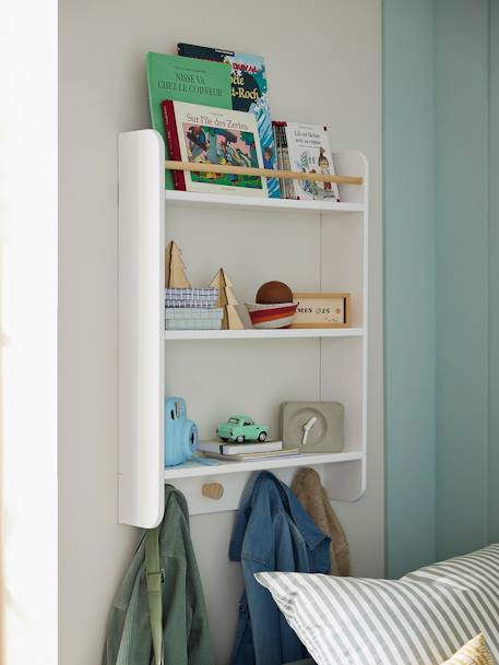 Kinderzimmer Bücherregal mit Garderobe KONFETTI - weiß - 5