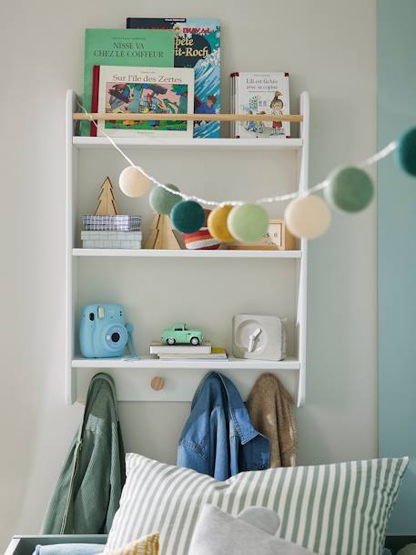 Kinderzimmer Bücherregal mit Garderobe KONFETTI - weiß - 4