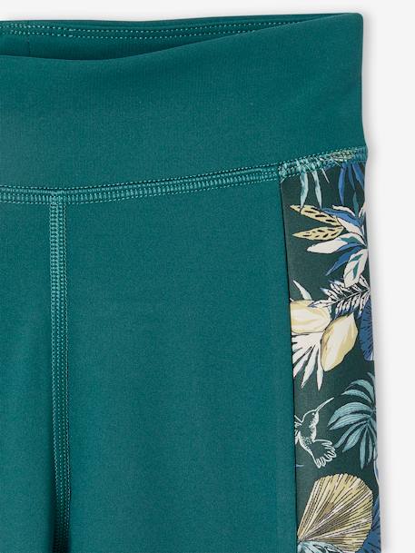 Mädchen Sportleggings mit Blumenstreifen an den Seiten smaragdgrün 3