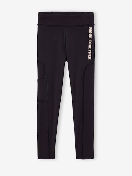 Mädchen Sportleggings mit Tasche hinten schwarz 1