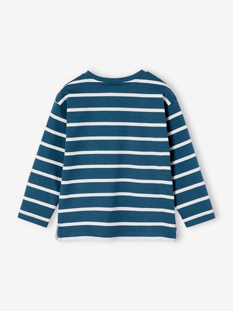 Jungen Ringelshirt, personalisierbar pfauenblau+wollweiß 3