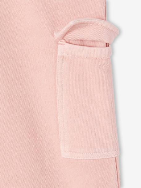 Weite Mädchen Joggpants anthrazit+pudrig rosa 8