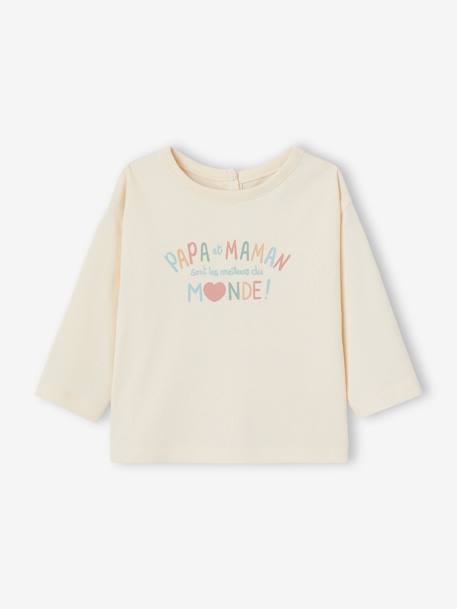 Baby Shirt mit Papa & Mama Botschaft, Bio-Baumwolle - vanille - 1
