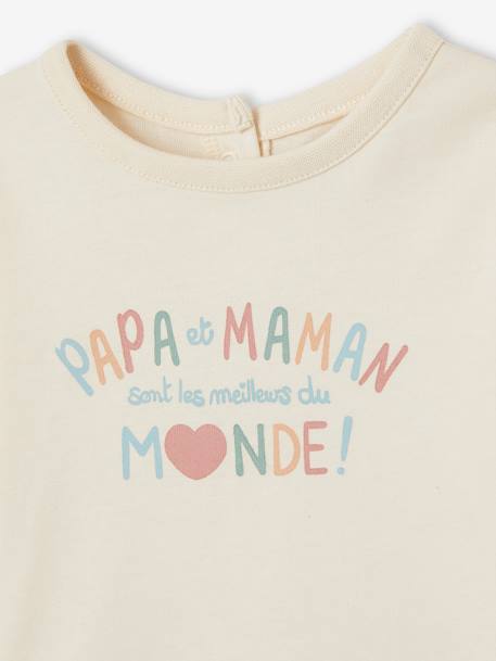 Baby Shirt mit Papa & Mama Botschaft, Bio-Baumwolle - vanille - 2