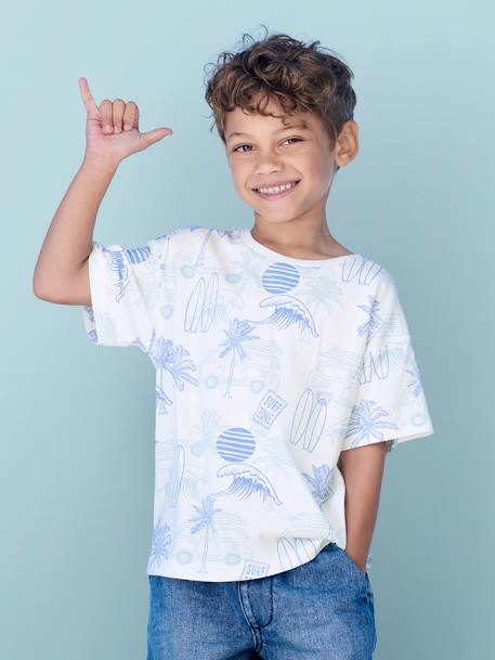 Jungen T-Shirt mit Recycling-Baumwolle Sommermotive - grün bedruckt+schieferblau+weiß bedruckt - 7