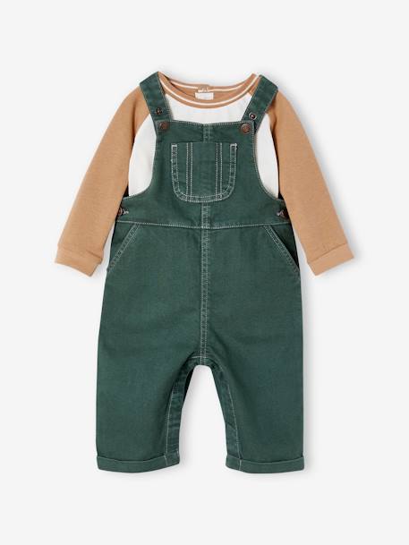 Jungen Baby-Set: Shirt & Latzhose aus Baumwolle tannengrün 2