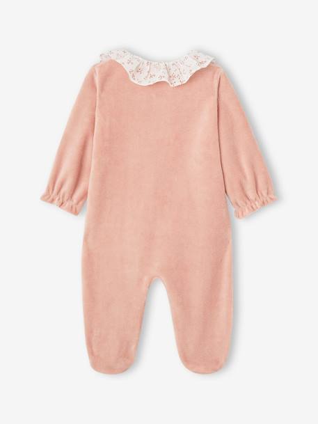 Mädchen Baby Samtstrampler mit breitem Kragen, personalisierbar pudrig rosa 5