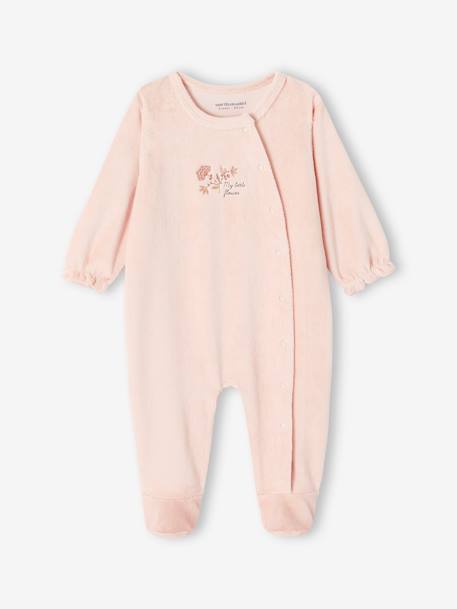 2er-Pack Mädchen Baby Samt-Strampler PETITE FLEUR Oeko-Tex pudrig rosa 2