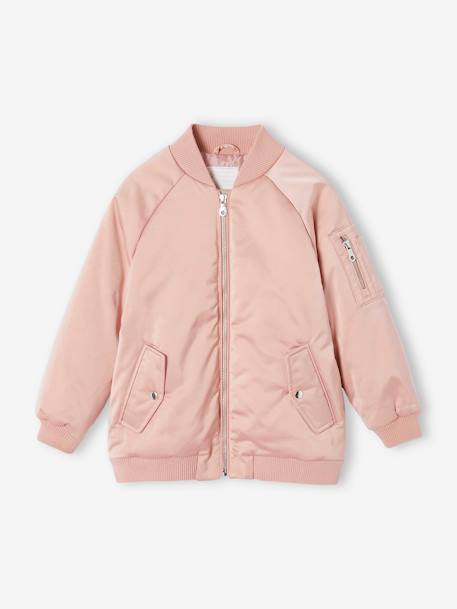 Glänzende Mädchen Bomberjacke mit Recycling-Polyester pudrig rosa 1