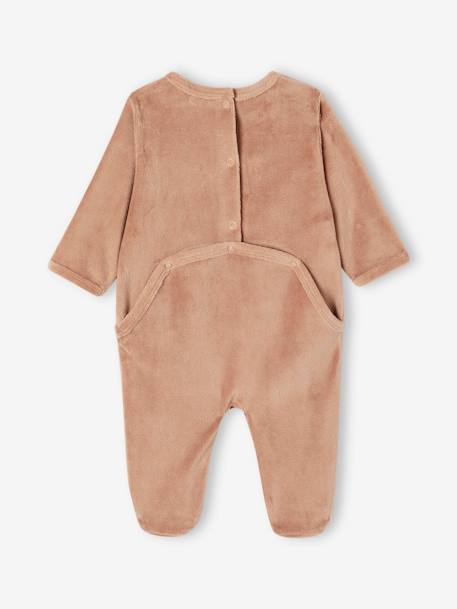 3er-Pack Baby Samt-Strampler BASIC Oeko-Tex camel+cappuccino+pudrig rosa 12