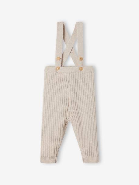 Baby Strickleggings mit Trägern Oeko-Tex beige meliert 1