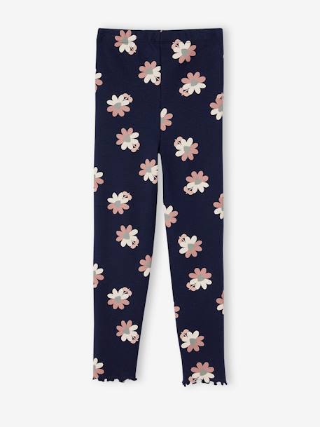 Gerippte Mädchen Leggings Oeko-Tex altrosa+blau weiße tupfen+marine+wollweiß vogel gelb 9