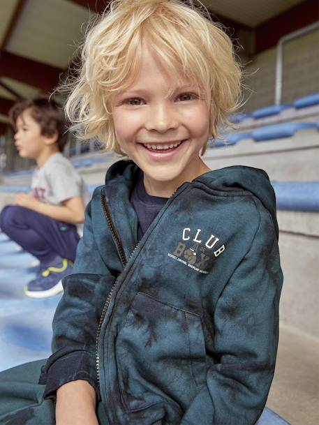 Jungen Kapuzensweatjacke, Batikmuster - dunkelblau - 1