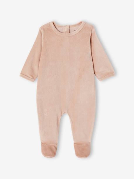 3er-Pack Baby Samt-Strampler BASIC Oeko-Tex camel+cappuccino+pudrig rosa 11