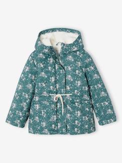 -Warmer Mädchen Kapuzenparka mit Blumenmuster, Recycling-Polyester