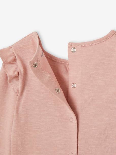 Mädchen Baby Shirt pudrig rosa+wollweiß 2