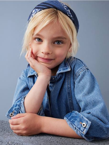 Mädchen Jeanskleid mit Knopfverschluss mittelblau 5