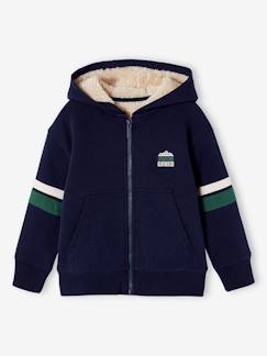 -Jungen Kapuzensweatjacke mit Teddyfleece-Futter