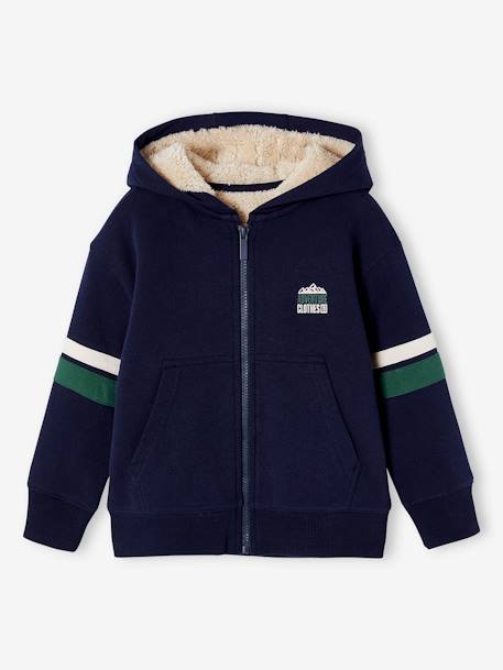 Jungen Kapuzensweatjacke mit Teddyfleece-Futter anthrazit+grün+marine 7