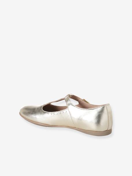 Mädchen Leder-Ballerinas in Metallic-Optik gold 3