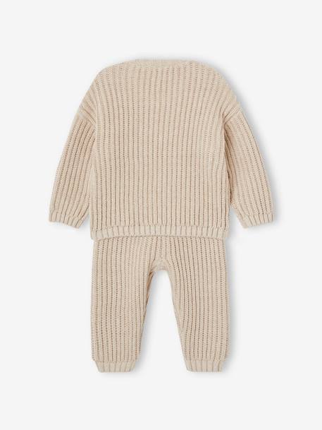 Unisex Baby-Set: Pullover, Strickhose & Wickelbody beige meliert 6