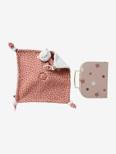 Baby Geschenk-Set: Stoffkatze & Rassel im Koffer rosa 7