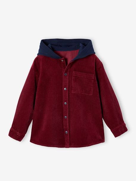 Jungen Cordhemd mit Sweat-Kapuze bordeaux 1