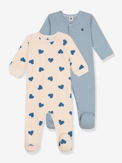 Babymode-Strampler & Schlafanzüge-2er-Pack Baby Strampler mit Herzen & Streifen PETIT BATEAU