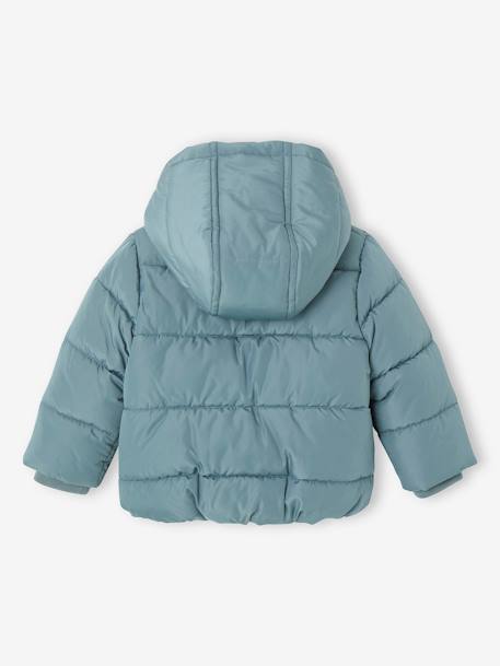 Baby Kapuzen-Steppjacke mit Fleecefutter & Recycling-Polyester graublau 2