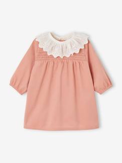 Babymode-Gesmoktes Baby Kleid aus Cord mit abnehmbarem Kragen