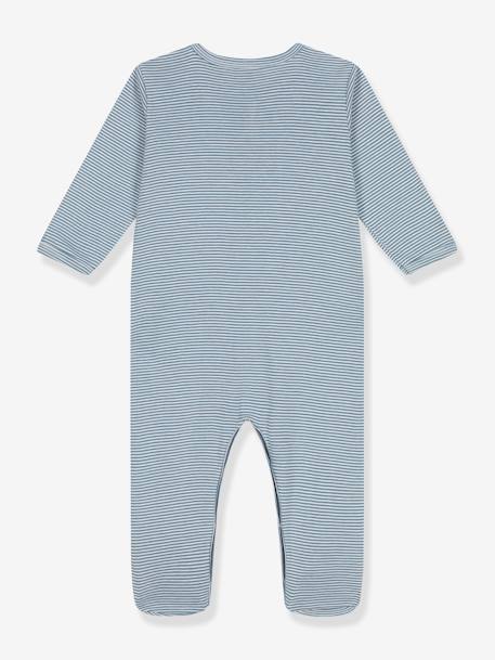 Baby Strampler mit feinen Streifen PETIT BATEAU blau gestreift 2