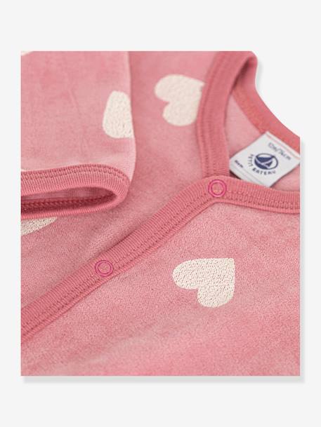 Baby Samt-Strampler mit Herzen PETIT BATEAU rosa bedruckt 3