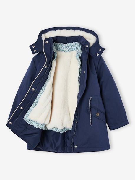 Mädchen 3-in-1-Steppjacke mit Recycling-Polyester altrosa+indigo-blau 16