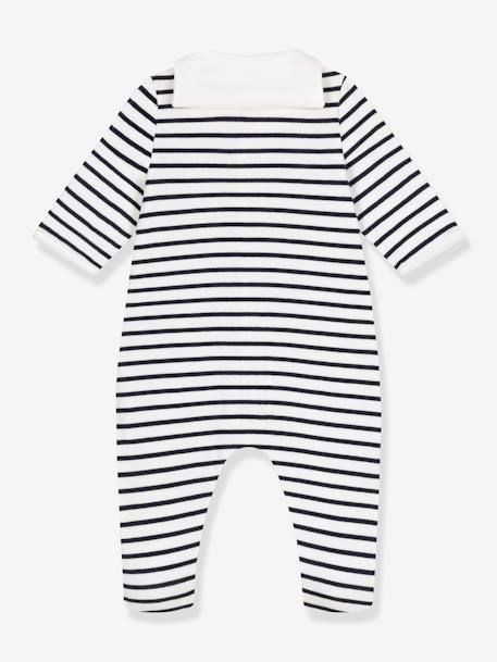 Baby Strampler aus dickem Jersey mit Kragen PETIT BATEAU marine gestreift 2