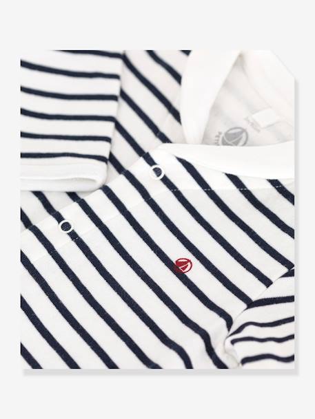 Baby Strampler aus dickem Jersey mit Kragen PETIT BATEAU marine gestreift 3