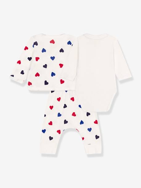 3-teiliges Baby-Set PETIT BATEAU, Herzen weiß 2