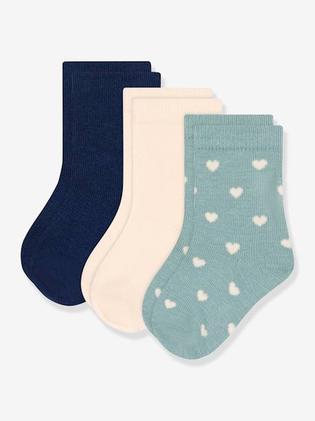 3er-Pack Baby Socken mit Herzen PETIT BATEAU OEKO-TEX® rosenholz 1