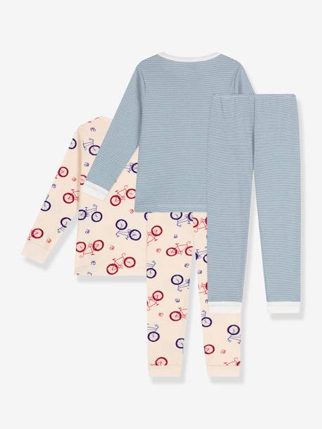 2er-Pack Kinder Schlafanzüge aus Ripp PETIT BATEAU blau gestreift 3