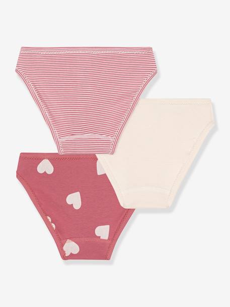 3er-Pack Kinder Baumwoll-Slips mit Herzen PETIT BATEAU rosenholz 2