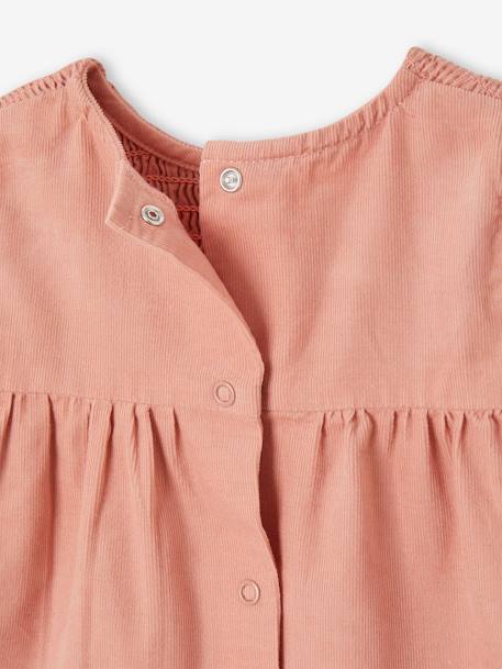 Gesmoktes Baby Kleid aus Cord mit abnehmbarem Kragen rosa 8