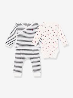 Babymode-3-teiliges Baby-Set PETIT BATEAU, Streifen und Boote