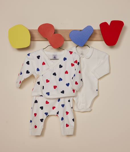 3-teiliges Baby-Set PETIT BATEAU, Herzen weiß 4